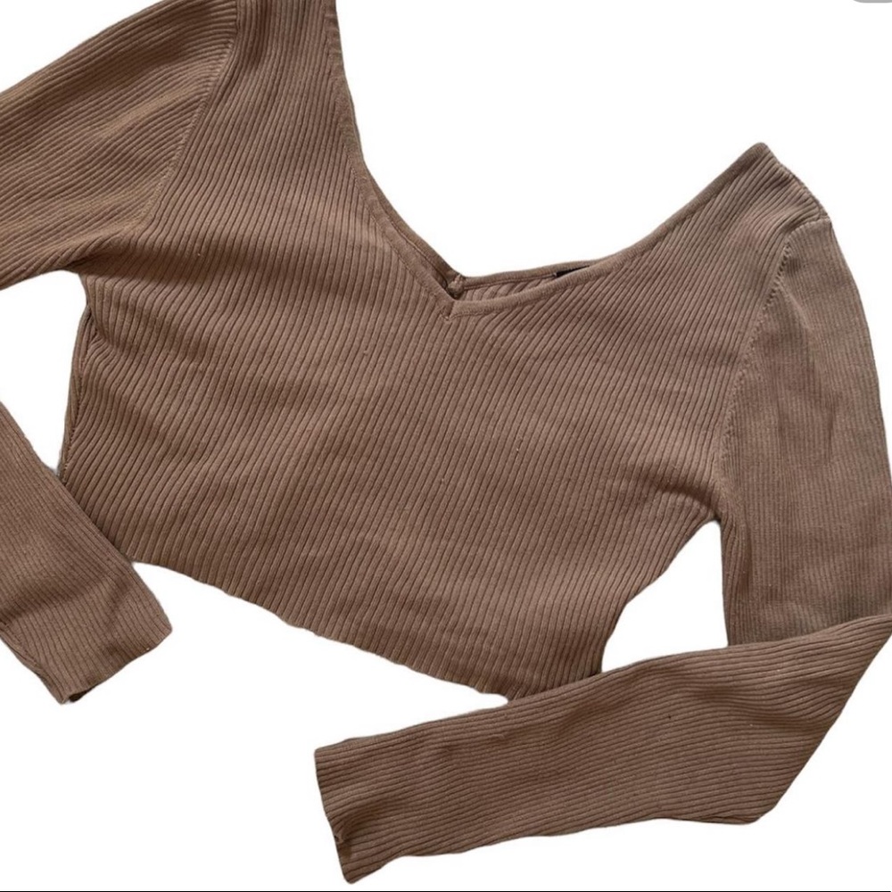 Nude Long Sleeve Crop Top